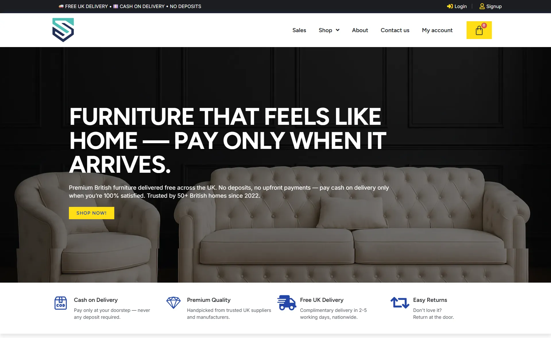 Stepin Furniture — homepage hero