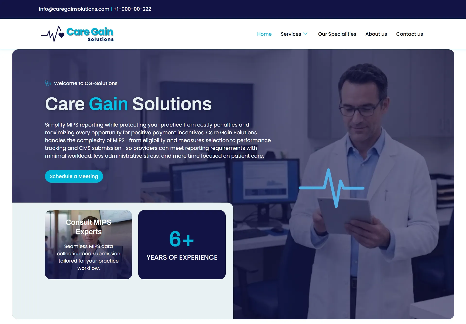 Caregain Solutions — homepage hero